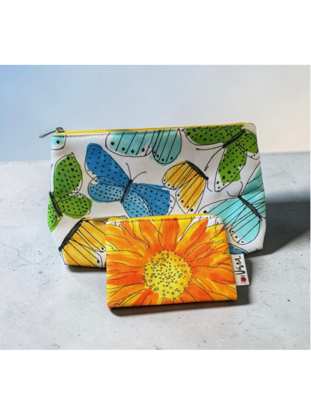 Clinique Vera Neumann Butterfly & Sunflower Cosmetic Bags NWOT